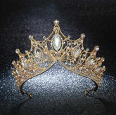 Elegant Big Baroque Handmade Crystal Wedding Crowns Bridal Hair Accessories - Acapparelstore